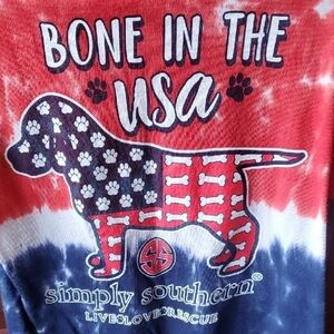 Simply Southern Red and Blue Tie-Dye Short Sleeve Tee Dog Rescue shirt Small